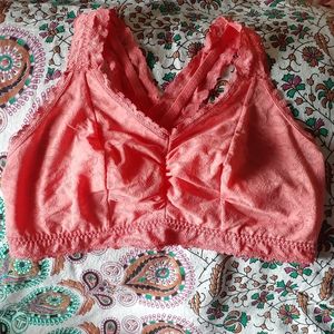 Cacique scalloped lace coral racerback bralette